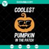 Coolest Pumpkin In The Patch SVG design, perfect for Halloween crafts, features spooky elements for October 31st projects.