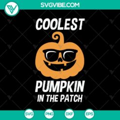 Coolest Pumpkin In The Patch SVG design, perfect for Halloween crafts, features spooky elements for October 31st projects.