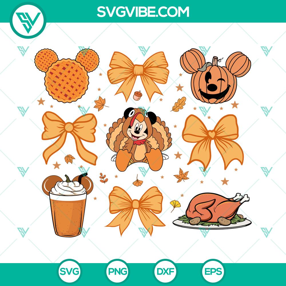 Coquette Bows Disney Thanksgiving SVG | Fall Holiday Disney Cut Files Coquette Bows Thanksgiving SVG featuring Disney fall holiday themes, perfect for crafting projects.