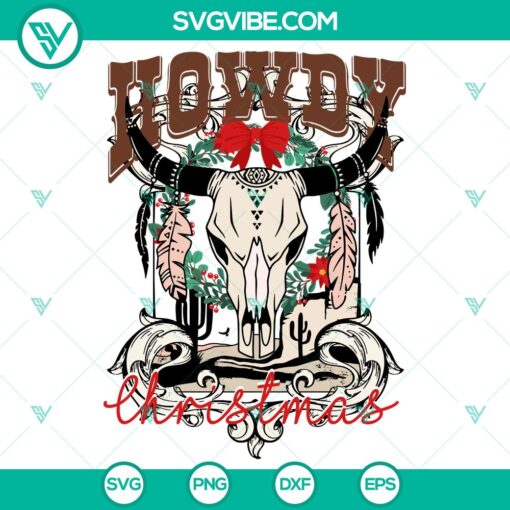 cow skull howdy christmas svg dxf eps png files