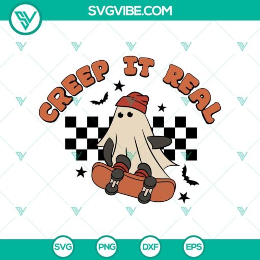 creep it real svg ghost skate board svg funny halloween svg