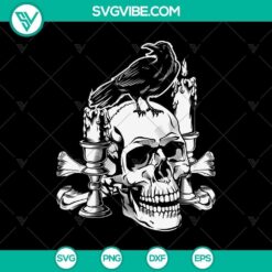 Crow Death Skull Occult Raven SVG design, perfect for Halloween crafts and decorations with a scary and spooky theme.