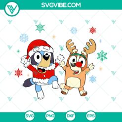 Cute Couple Bluey and Bingo Christmas SVG | Cartoons Holiday Cut Files