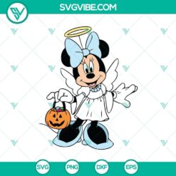 Halloween, SVG Files, Walt Disney SVG, Cute Minnie Angel Take A Pumpkin SVG, 24