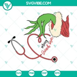 Santa Grinch stethoscope design in SVG, DXF, EPS, PNG formats for digital crafting projects.