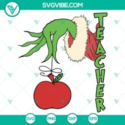 Cute Santa Grinch Teacher SVG DXF EPS PNG Files