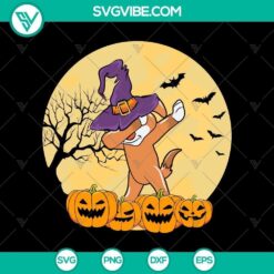 Dabbing dog Halloween dab pet hat witch SVG, horror and Halloween scary design for spooky celebrations.