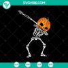 Dabbing Skeleton Pumpkin Halloween SVG with horror, scary, and Halloween elements for holiday decorations.