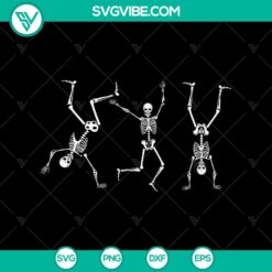 Spooky and silly Halloween SVG design with dancing skeletons, perfect for Halloween crafts and decorations.