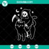 Death Rides a Black Cat Classic SVG showcasing a spooky Halloween design with a horror theme. Perfect for Halloween projects.