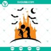 Disney Castle Jack And Sally SVG with Mickey And Minnie, ideal for Halloween crafts and Disney fans, spooky and magical design.