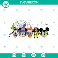 Disney characters head Halloween SVG featuring Mickey Mouse, Minnie Mouse, and friends in spooky costumes. Great for Halloween crafting.