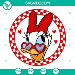 Disney Daisy Duck Checkered Valentine SVG | Cute Love Cut Files