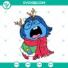 Disney Inside Out 2 Sadness Christmas SVG, featuring Sadness from Pixar's Inside Out in a holiday theme. Perfect for crafting projects.