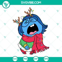 Disney Inside Out 2 Sadness Christmas SVG | Sad Holiday Pixar Cut Files
