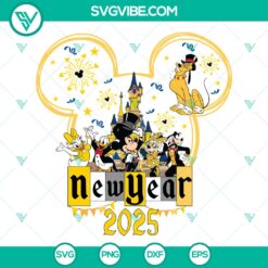Disney Mickey Friends Happy New Year 2025 Fireworks SVG | Celebration Cut Files