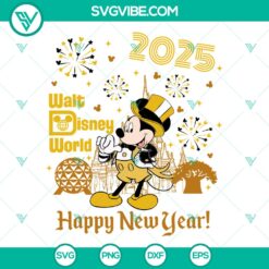Disney Mickey Happy New Year 2025 SVG | Fireworks Celebration Cut Files