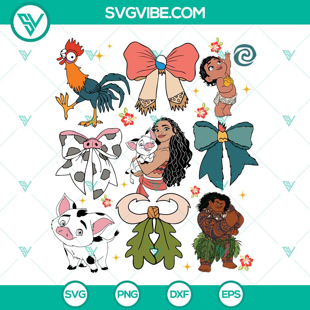 Disney Moana and Friends SVG | Coquette Bows Tropical Cut Files Disney Moana and Friends SVG tropical cut files with Coquette Bows design featuring animated characters in a vibrant, island-inspired theme.
