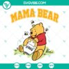 Disney Winnie the Pooh Mama Bear SVG design with cute bear holding hearts, perfect for Mother's Day crafting projects.