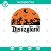 Disneyland Halloween SVG featuring Disney characters like Mickey Mouse, Minnie Mouse, and Donald Duck in spooky Halloween costumes. Ideal for spooky season crafts.