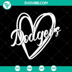 Los Angeles Dodgers heart-shaped SVG design for fans, perfect for crafts, shirts, and DIY projects.