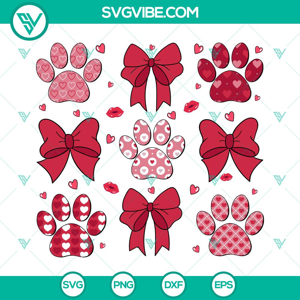 Dog Paw Valentine Coquette SVG | Puppy Love Cut Files Dog Paw Valentine Coquette SVG with Puppy Love design, ideal for crafting. Cute and playful cut files for Valentine's Day projects.