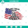 Patriotic Halloween themed SVG design featuring the USA flag and "Don't Tread on Me" slogan. Ideal for holiday crafts.