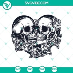 Halloween, Skull SVG, SVG Files, Double Skull Heart SVG, Skull Floral SVG, 4