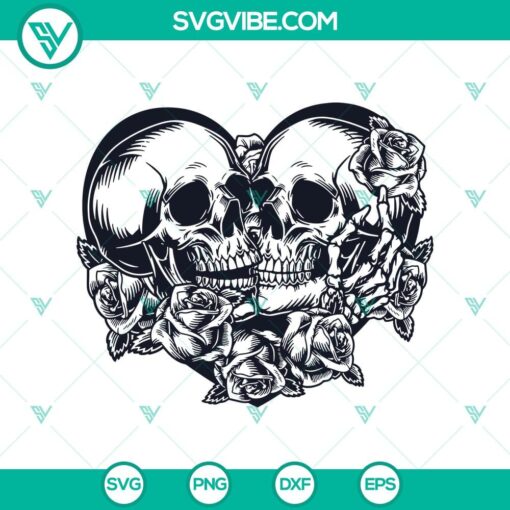 double skull heart svg skull floral svg horror skull svg halloween svg