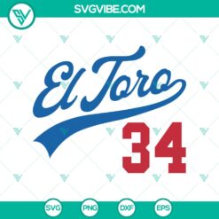 El Toro 34 Fernando Valenzuela SVG, Los Angeles Dodgers Players SVG