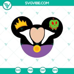 Evil Queen Mouse Head SVG design, perfect for Disney Halloween, featuring Mickey Head SVG element.