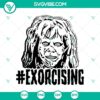 Spooky Halloween themed SVG design for exorcism with horror elements, ideal for holiday projects.