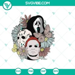 Floral Horror Face, Michael Jason, Scream Ghost SVG for Halloween theme design.