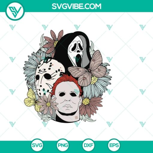 floral horror face svg michael jason and scream ghost svg horror halloween svg