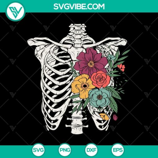 floral skeleton svg ribs floral svg halloween flower svg