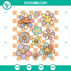 Funny Halloween SVG with smiling flower face for Halloween, suitable for crafting projects.