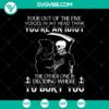 Funny Halloween SVG design with text "Four Out Of The Five Voices In My Head Think You're An Idiot The Other One Is Deciding Where To Bury You" - perfect for spooky decor.