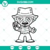 Chibi Freddy Krueger and horror characters in SVG format for Halloween. Unique and cute Halloween design.