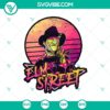 Freddy Krueger Elm Street SVG with horror characters for Halloween decor, spooky design for crafting projects.