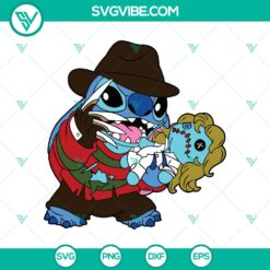 Halloween, Stitch SVG, SVG Files, Freddy Krueger x Stitch SVG, Horror Stitch 19