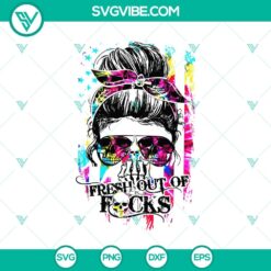 Fresh Out Of Fuck SVG, Skull Messy Bun SVG, Skull Mom SVG