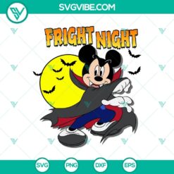 Mickey Mouse themed Fright Night and Halloween Vampire SVG design for spooky crafting projects.