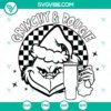 Whimsical Grinchy and Bougie holiday-themed SVG, DXF, EPS, PNG files for crafting projects.