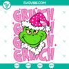 Pink Grinch Christmas SVG design with funny elements for personalizing projects. Includes SVG, DXF, EPS, and PNG file formats.
