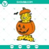 Funny Halloween SVG of Garfield inside a pumpkin, ideal for crafts and decor.