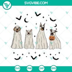 Animal, Halloween, SVG Files, Ghost Dog Retro Spooky Season SVG DXF EPS PNG Cut 2