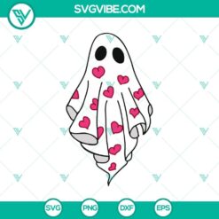 Ghost Heart SVG DXF EPS PNG Cut Files, Halloween SVG File, Halloween Cricut &amp; Silhouette Designs