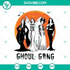 Spooky Ghoul Gang Halloween SVG with Horror Elements for Crafting and Decor.
