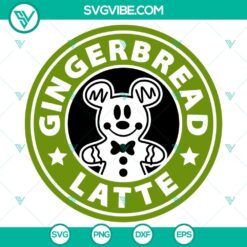 Gingerbread Latte Mickey Mouse Starbucks SVG featuring coffee ring and cold cup design. Ideal for craft projects and merchandise.