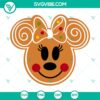 Gingerbread Minnie Mouse head SVG design, free daily SVG download for Christmas crafts.